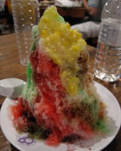 Yummy!!!  Corn and Beans and a Snow Cone?