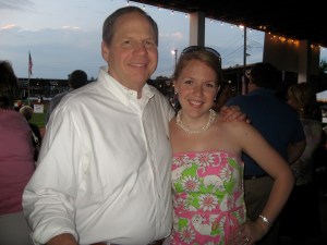 Daddy and I not watching horses at the Shelbyville Horse Show
