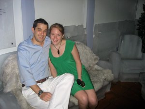 At the bar made of us.  Yes, it was cold.