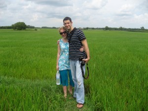 In the beautiful rice paddy