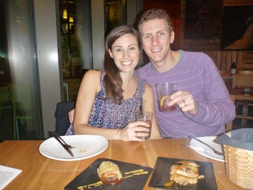 First night in Sevilla--enjoying some tapas!