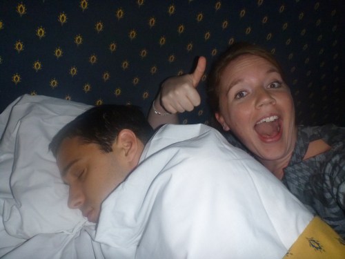 John enjoying the Spanish "siesta".  CB wants to explore Granada.