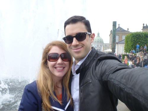 Watching the Cliff Diving Competition from our perch on a fountain