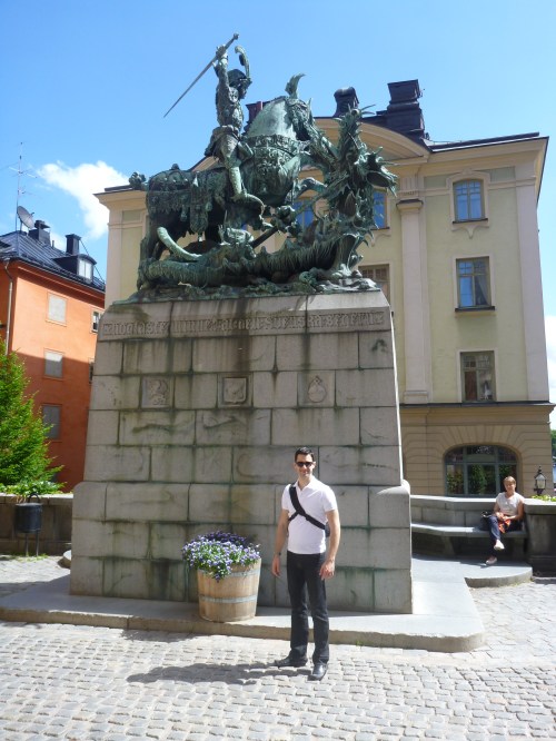 St. George and the Dragon.  A common theme in Stockholm.