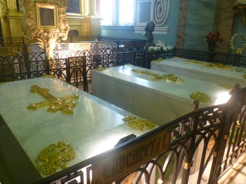 Tombs inside Peter and Paul Cathedral, where the emperors and empresses of Russia are buried.
