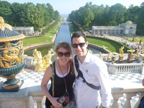 The fountains and Gulf of Finland at Peterhof Palace