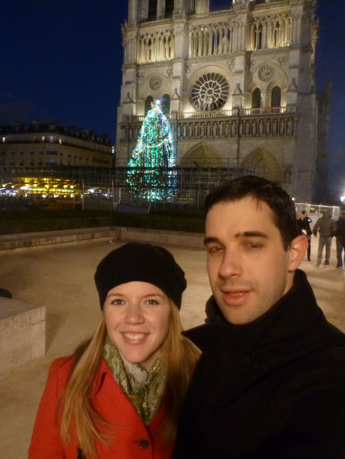 The Christmas Tree in front of the Notre Dame (kind of hard to capture at night...haha)