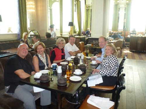 Good morning, Mom and Daddy!! The crew at high tea.