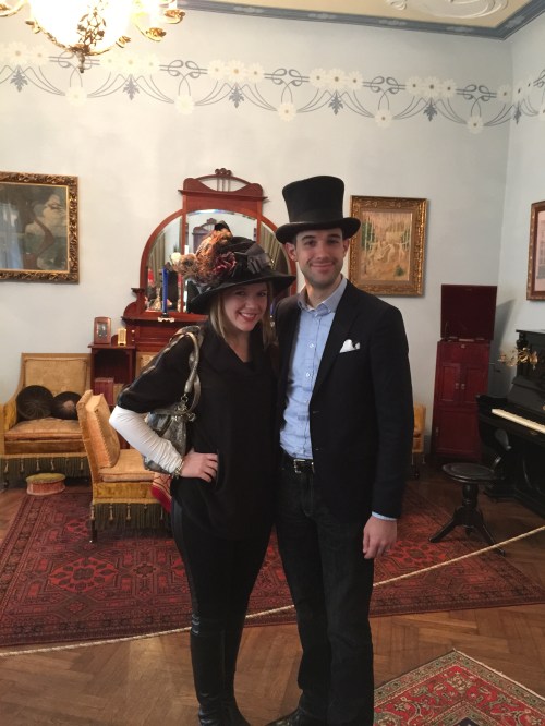 We both wore period hats to help set the mood for the tour!