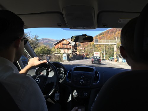 Entering Transylvania--look at that architecture and the beautiful autumn colors!