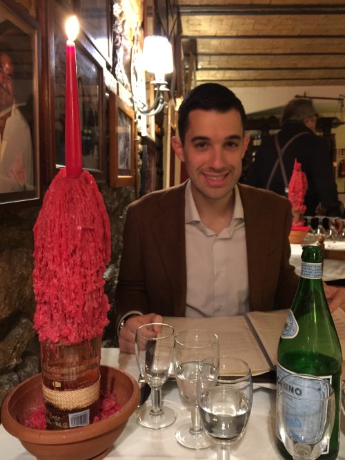 Our dinner table and the awesome candle