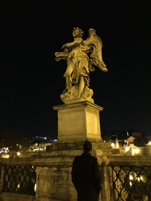 Admiring the sculpture